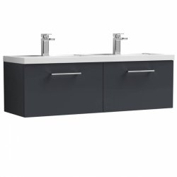 Nuie Arno Soft Black 1200mm Wall Hung 2 Drawer Vanity Unit