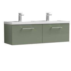 Nuie Arno Green 1200mm Wall Hung 2 Drawer Vanity Unit (ARN822F)