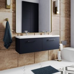 Nuie Arno Blue 1200mm Wall Hung 2 Drawer Vanity Unit