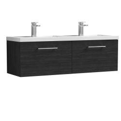 Nuie Arno Black 1200mm Wall Hung 2 Drawer Vanity Unit