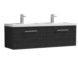 Nuie Arno Black 1200mm Wall Hung 2 Drawer Vanity Unit (ARN622F)