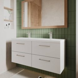 Nuie Arno White 1200mm Wall Hung 4 Drawer Vanity Unit