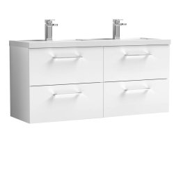 Nuie Arno White 1200mm Wall Hung 4 Drawer Vanity Unit