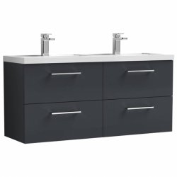 Nuie Arno Soft Black 1200mm Wall Hung 4 Drawer Vanity Unit