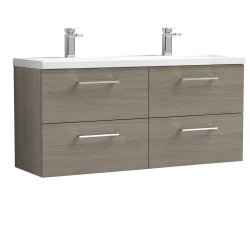 Nuie Arno Oak 1200mm Wall Hung 4 Drawer Vanity Unit