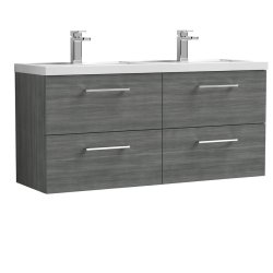 Nuie Arno Anthracite Woodgrain 1200mm Wall Hung 4 Drawer Vanity Unit (ARN524F)