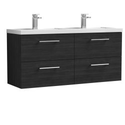 Nuie Arno Black 1200mm Wall Hung 4 Drawer Vanity Unit (ARN624F)