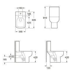 Scudo Choices 600 Open Back Pan with Cistern and Soft Close Seat CERAMIC-CISTERN-999/SEICENTO-PAN-SEAT