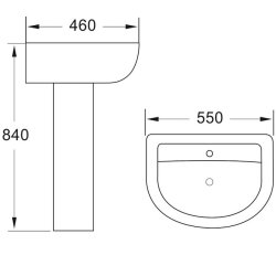 Scudo Deia Belini 550mm Basin and Pedestal