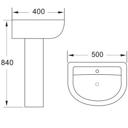 Scudo Deia Belini 500mm Basin and Pedestal