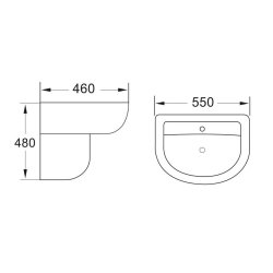 Scudo Deia Belini 550mm Basin and Semi Pedestal