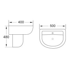 Scudo Deia Belini 500mm Basin and Semi Pedestal