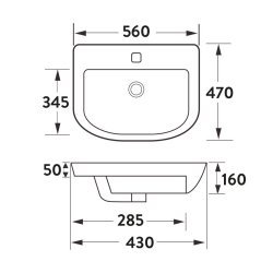 Scudo Middleton 560mm Semi Recessed Basin