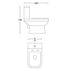 Scudo Porto Rimless Open Back Pan with Cistern and Wrap Over Seat