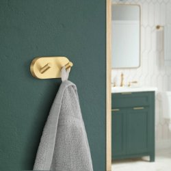 Smedbo Home Brushed Brass Double Towel Hook