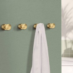 Smedbo Home Brushed Brass Towel Hook Pair