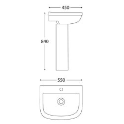 Scudo Porto 550mm Basin and Pedestal