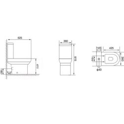 Scudo Spa Rimless Open Back Pan with Cistern and Wrap Over Seat