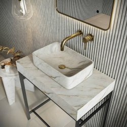 Scudo Sanctuary Arabescato White Rectangular 350mm Marble Basin