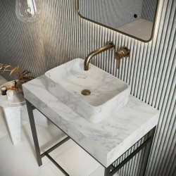 Scudo Sanctuary Venato White Rectangular 350mm Marble Basin