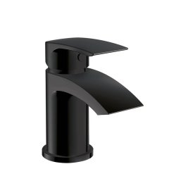 Scudo Belini Black Mini Mono Basin Mixer with Push Waste