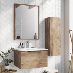 Scudo Ambience 600mm Rustic Oak Wall Mounted LED Vanity Unit