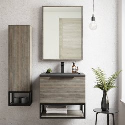 Scudo Ambience 600mm Grey Oak Wall Mounted LED Vanity Unit