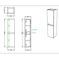 Scudo Aubrey 300mm Dust Grey Tall Boy Cabinet