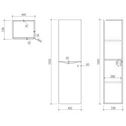 Scudo Bella 400mm Matt Grey Tall Boy Cabinet