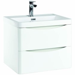 Scudo Bella 600mm Gloss White Wall Mounted Vanity Unit and Basin