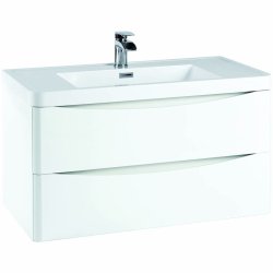 Scudo Bella 900mm Gloss White Wall Mounted Vanity Unit and Basin