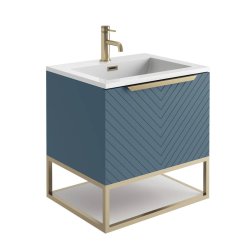 Scudo Chevron 600mm Matt Blue Wall Mounted Vanity Unit