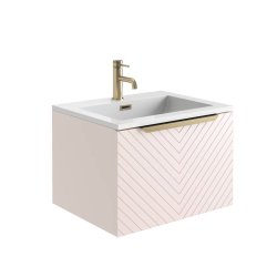 Scudo Chevron 600mm Matt Pink Wall Mounted Vanity Unit and Basin