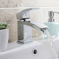 Scudo Descent Chrome Mono Basin Mixer with Push Waste