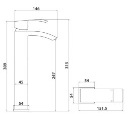 Scudo Descent Chrome Tall Mono Basin Mixer