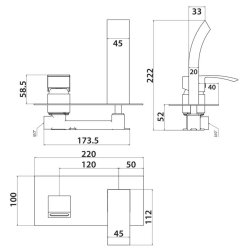 Scudo Descent Black Wall Mounted Basin Mixer