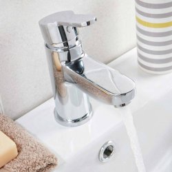 Scudo Favour Chrome Mono Basin Mixer with Push Waste