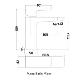 Scudo Muro Chrome Mono Basin Mixer with Push Waste