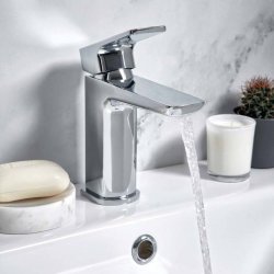 Scudo Muro Chrome Mono Basin Mixer with Push Waste