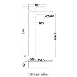 Scudo Muro Chrome Tall Mono Basin Mixer