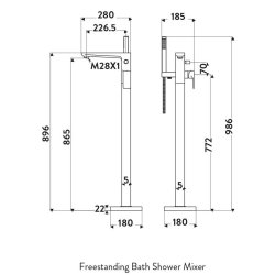 Scudo Muro Chrome Freestanding Bath Shower Mixer