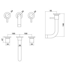 Scudo Premier Chrome Wall Mounted Basin Mixer