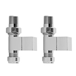 Nuie Pure Chrome Square Straight Radiator Valve Set