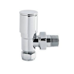 Nuie Chrome Round Modern Angled Radiator Valve Set