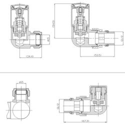 Nuie Chrome Round Minimalist Corner Duel Fuel Radiator Valve Set