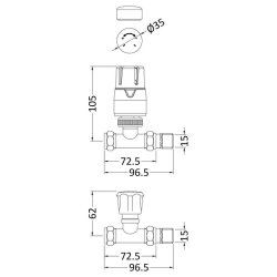 Nuie Chrome Thermostatic Straight Radiator Valve Set