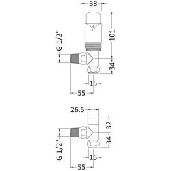 Nuie Luxury Chrome Thermostatic Angled Radiator Valve Set