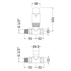 Nuie Luxury Chrome Thermostatic Straight Radiator Valve Set