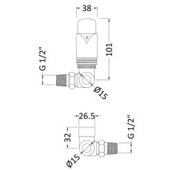 Nuie Luxury Chrome Thermostatic Corner Radiator Valve Set