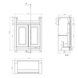 Scudo Classica 660mm Stone Grey Floorstanding Vanity Unit and Semi Recessed Basin